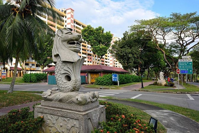 Stone merlion statue at Ang Mo Kio Singapore