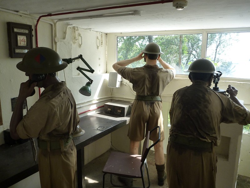 reenactment scene in Fort Siloso bunker