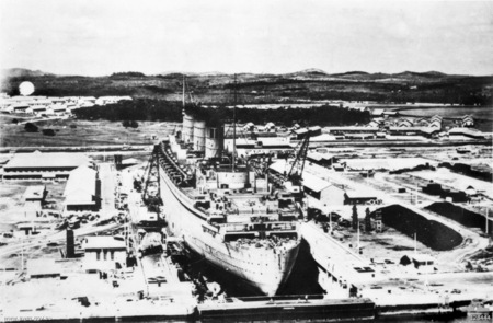 King George at dockyard at Sembawang naval base