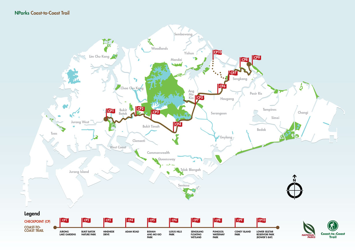 Trail map of Singapore coast to coast trail