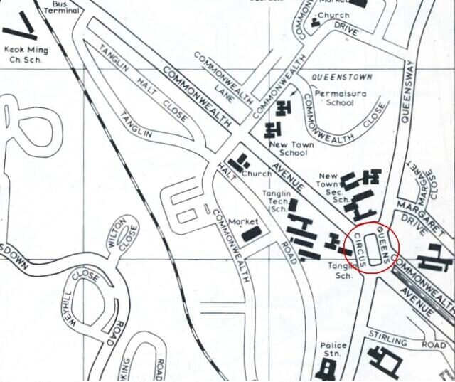 Map of queens circus along commonwealth singapore in 1972