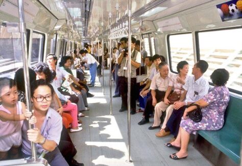 commuters in Singapore MRT during inaugural launch